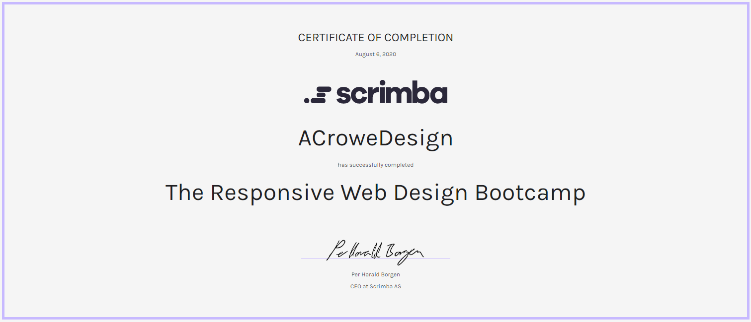 responsive web design certificate from scrimba